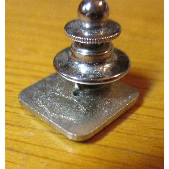 True Vintage Estate Tie Tack Silver-Toned Square Pin Blue Gem Center Cross 1950s - Picture 4 of 4